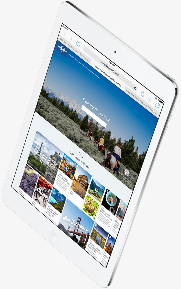 Front view of the iPad Air, angled slightly right